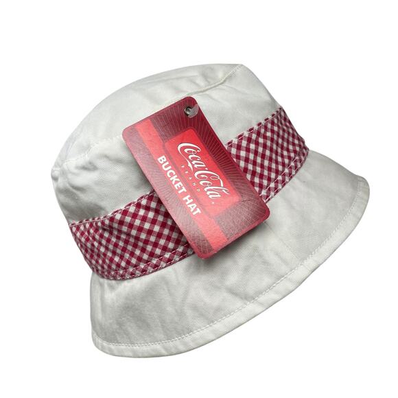 Coca-Cola Bucket Hat White With Red Check Band New With Tags Officially Licensed - Picture 3 of 10